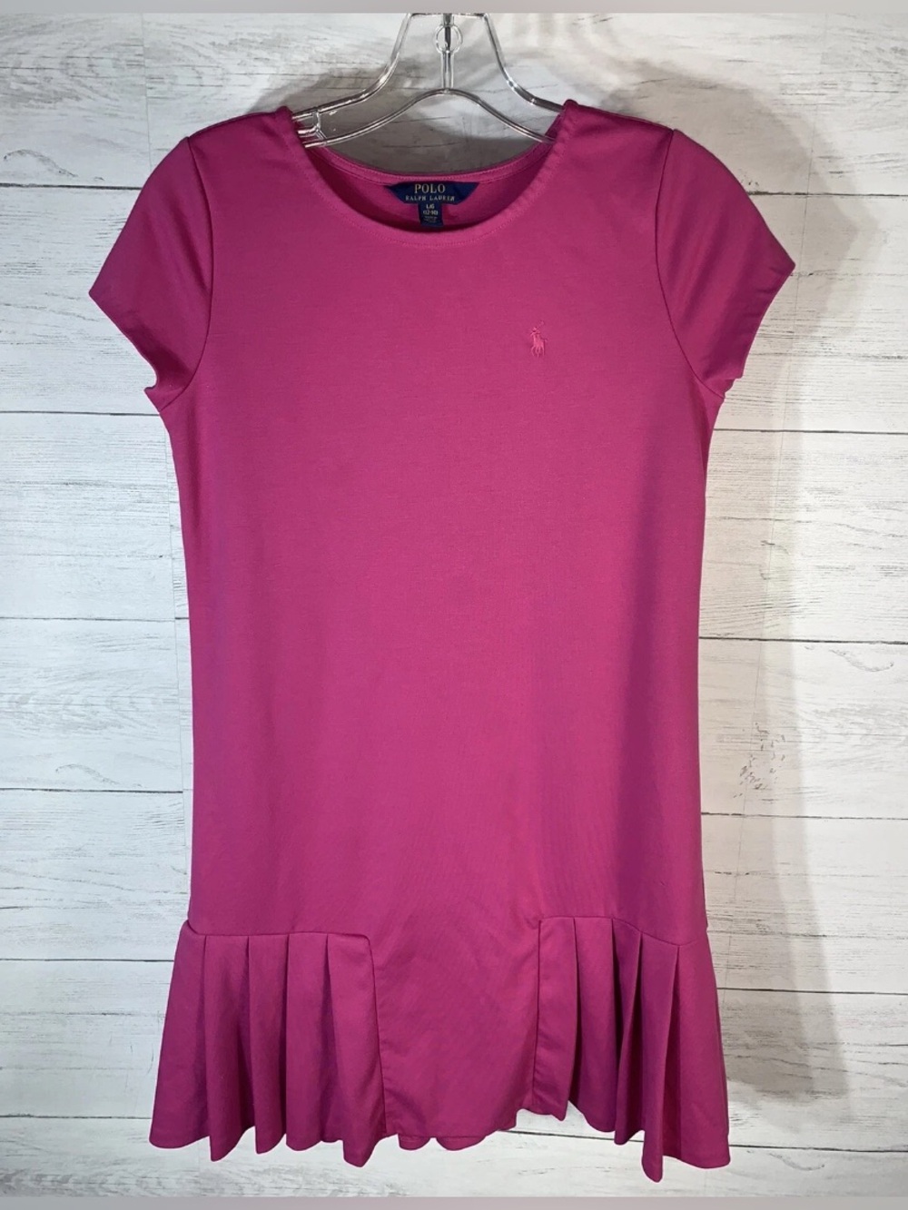 Girls Polo Ralph Lauren Pink Dress Pleated Skirt sz L (12/14) $59